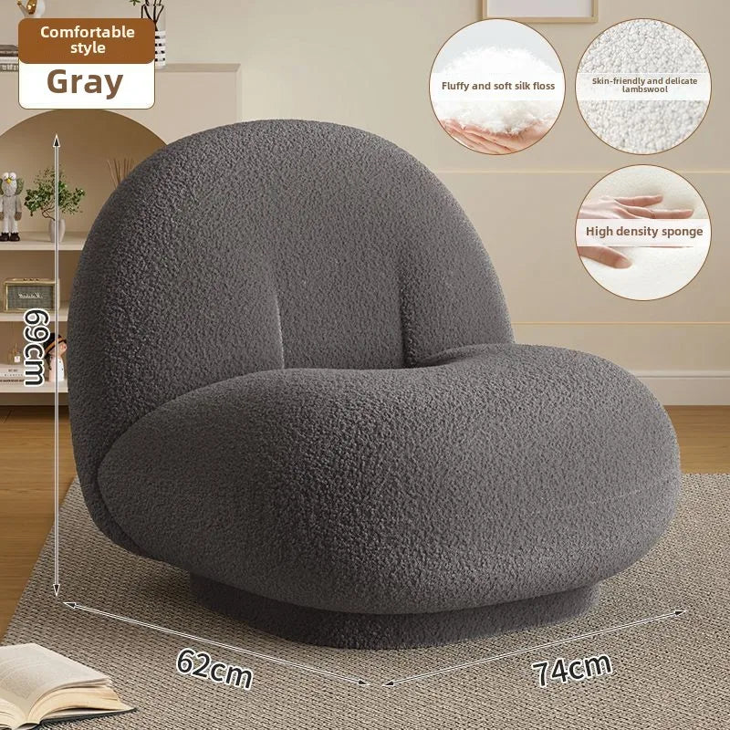 Cloud Lazy Sofa Chair Lamb Wool Fabric Sofa Chair Bedroom Single Lounge Chair Home Balconies Leisure Chairs Comfortable Chair