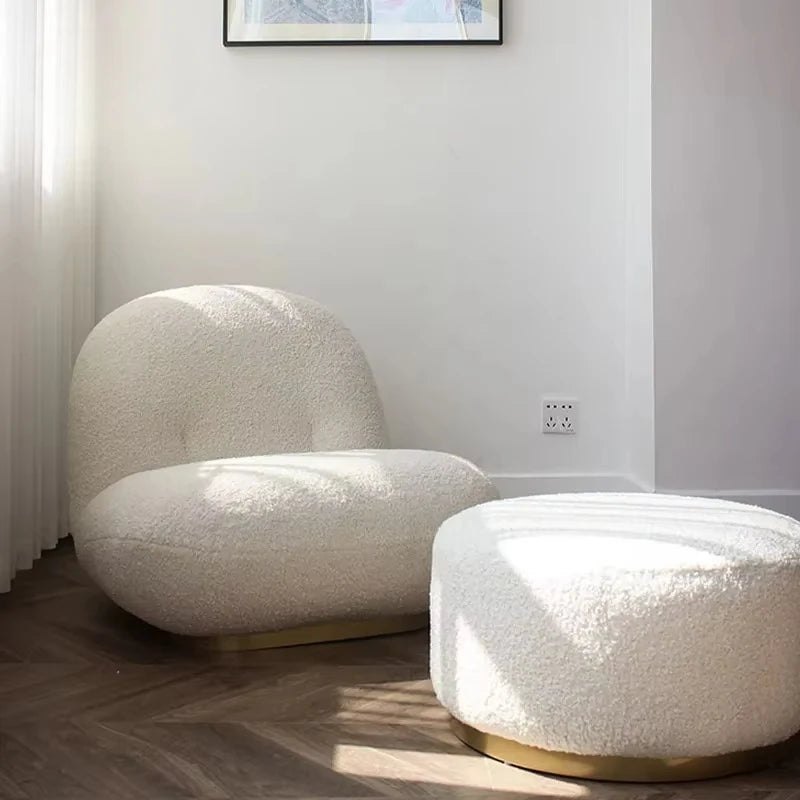 Cloud Lazy Sofa Chair Lamb Wool Fabric Sofa Chair Bedroom Single Lounge Chair Home Balconies Leisure Chairs Comfortable Chair