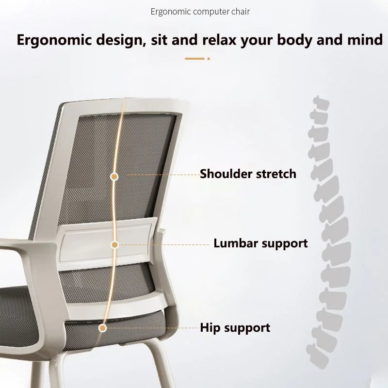 Comfortable Ergonomic Office Chair Home Computer Chair Lumbar Support Backrest Chair for Office Meeting Dormitory Student Chairs