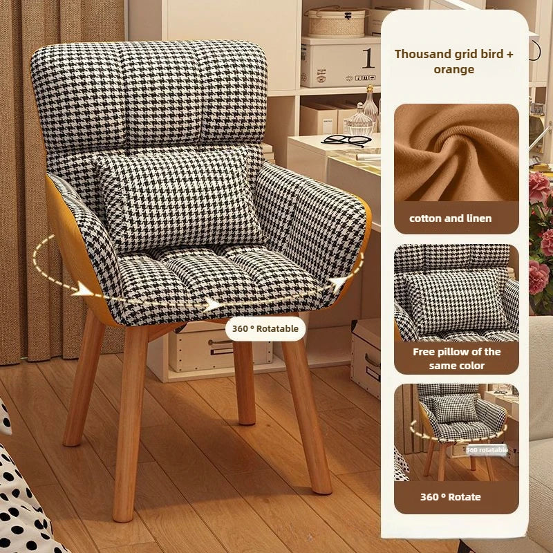 Computer Chair, Comfortable Study Desk and Chair for Home Use, Sedentary Office Chair, Bedroom Makeup Chair, Dressing Stool