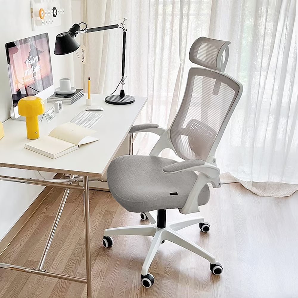 High Back Ergonomic Desk Chair Office Chair, Breathable Mesh Desk Chair with Adjustable Lumbar Support and Headrest, Gray