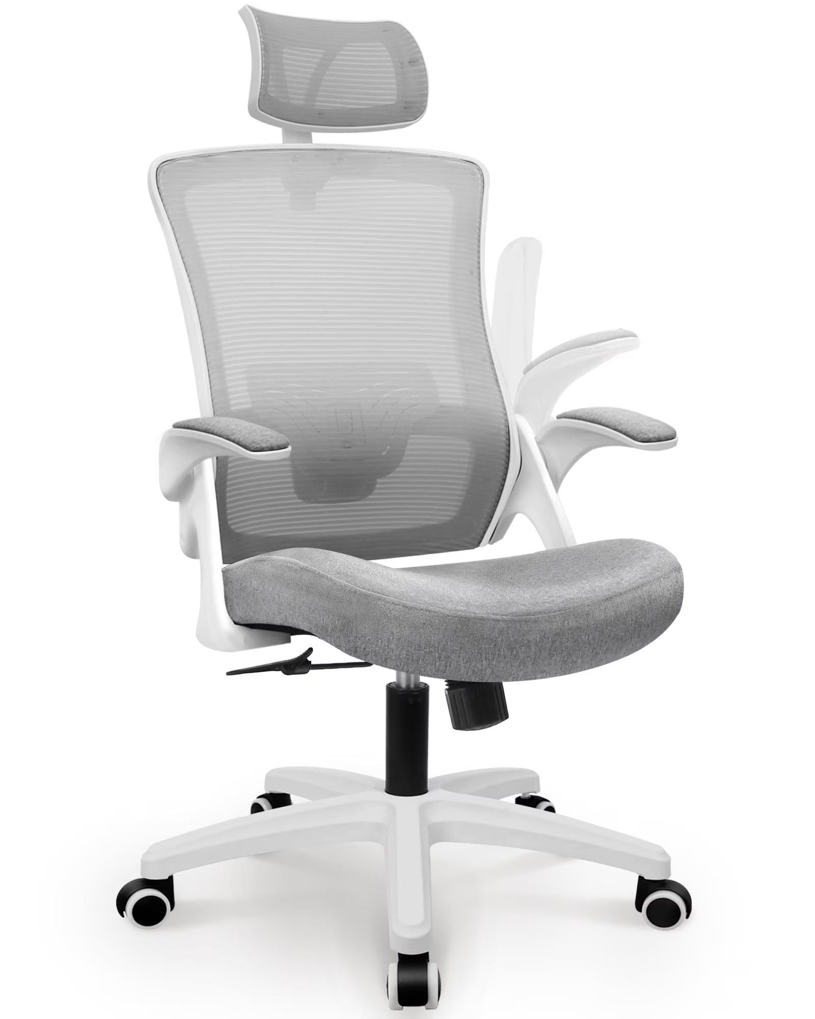 High Back Ergonomic Desk Chair Office Chair, Breathable Mesh Desk Chair with Adjustable Lumbar Support and Headrest, Gray